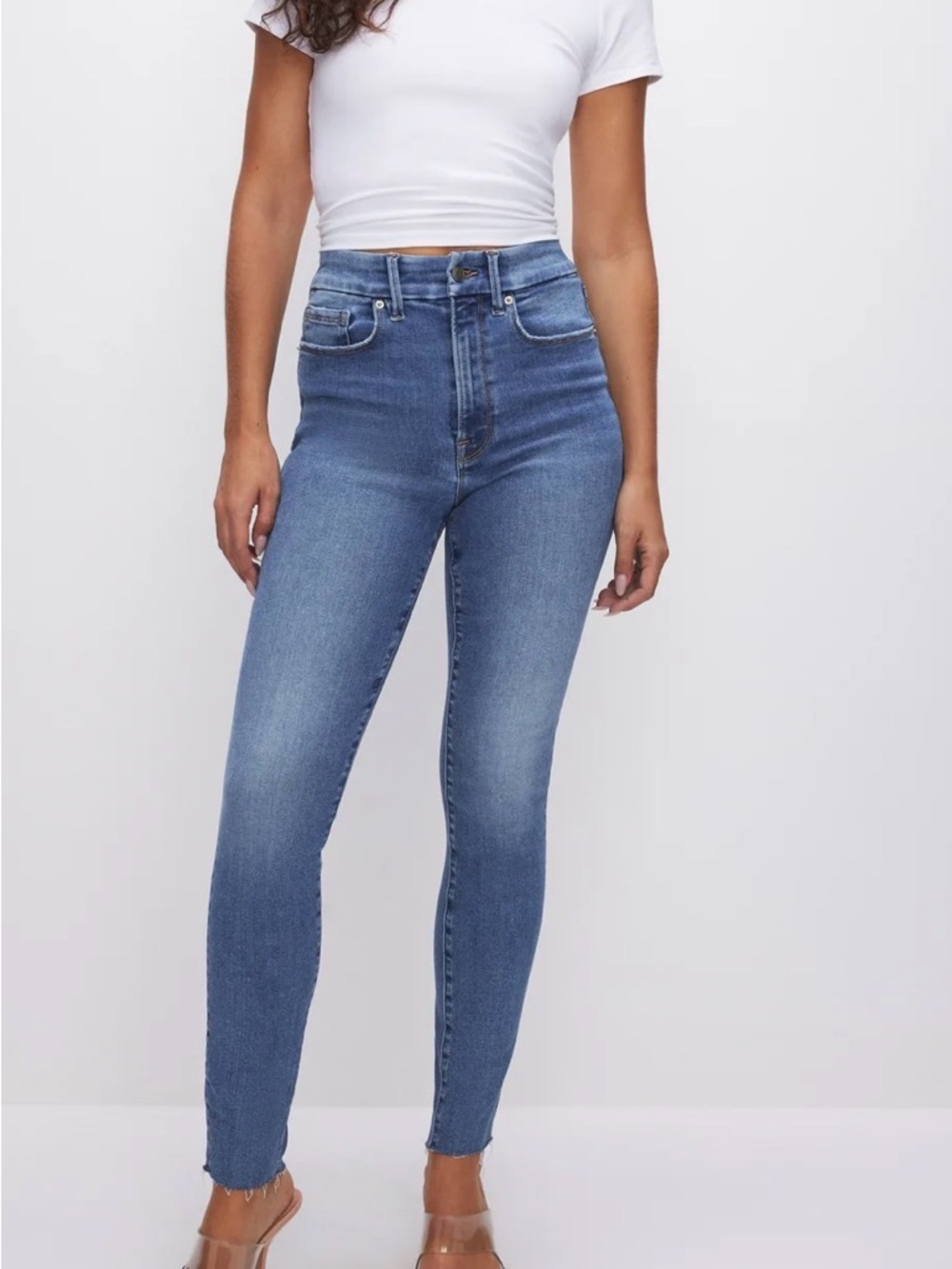 NWT Good American Good Waist High-Rise Skinny Jeans in Blue Wash